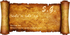 Soós Géza névjegykártya